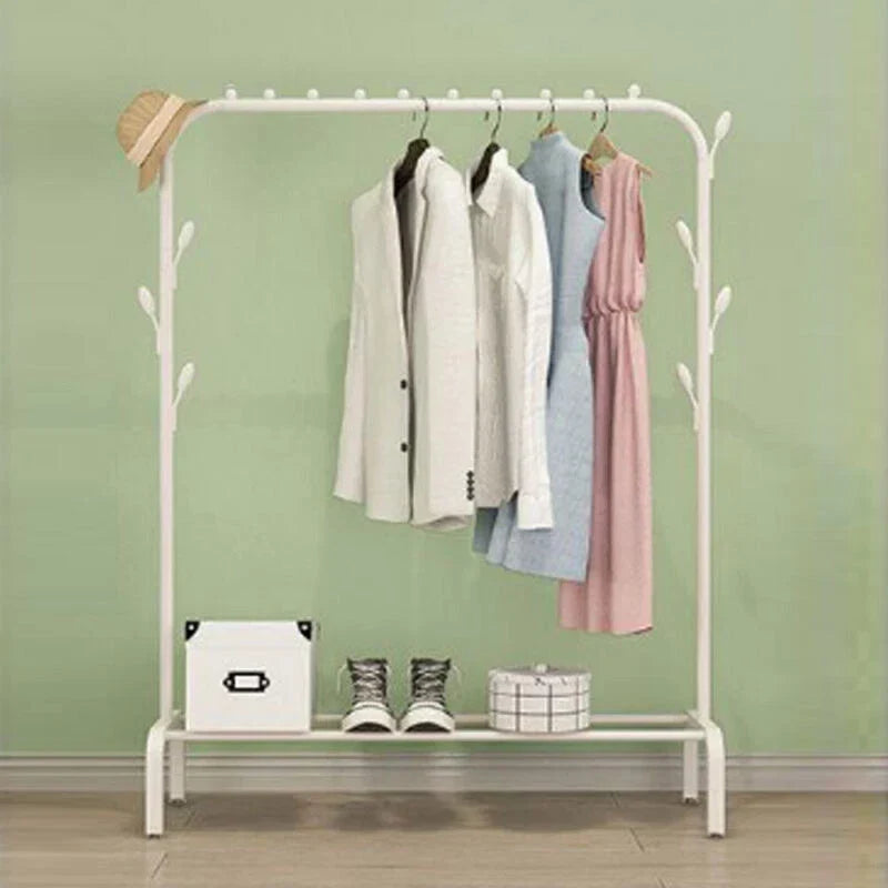 Heavy Duty Metal Clothes Rail Rack Garment Hanging Display Stand Storage Shelf — White#2 — product view