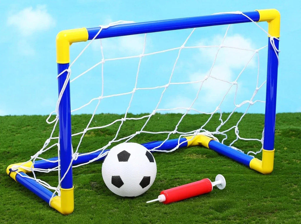 2 x Children's Football Soccer Goals, Ball, Pump Posts & Nets Indoor Outdoor Set — alternate product view 2