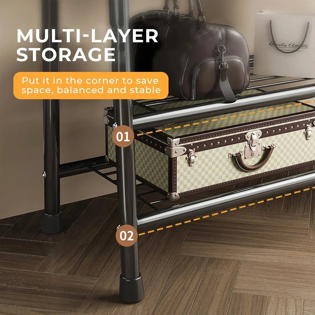 Heavy Duty Double Clothes Rail Rack Garment Hanging Stand Open Wardrobe Shelf — alternate product view 7