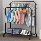 Heavy Duty Double Clothes Rail Hanging Rack Garment Shoes Storage — alternate product view 3
