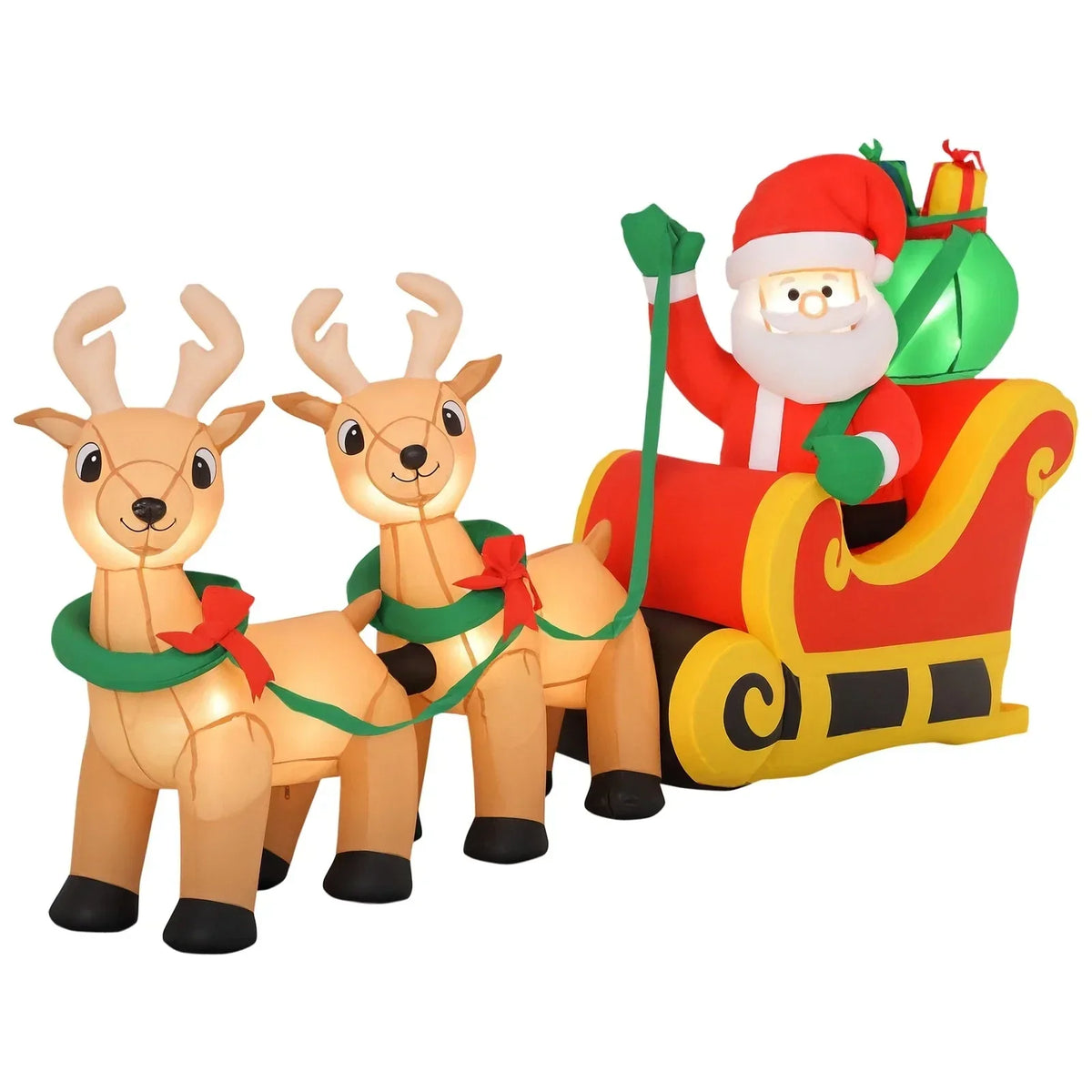 8ft Christmas Inflatable Santa Claus on Sleigh, LED Lighted Decoration — alternate product view 3