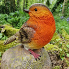 Robin on a Stone Resin Garden Ornament Resin Bird Sculpture Figurine — main product view