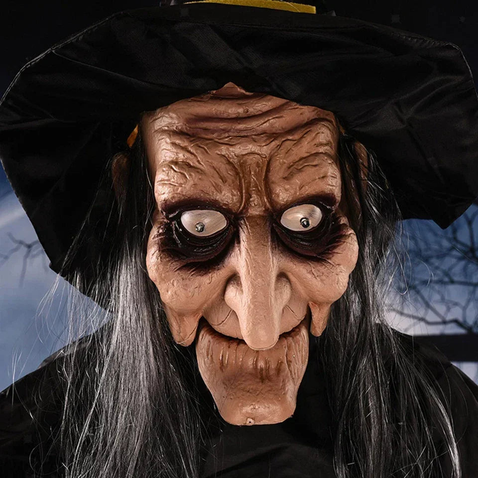 Halloween Hanging Witch Horror Witch with Red Eyes Prop Lighted Scream Witch — alternate product view 4