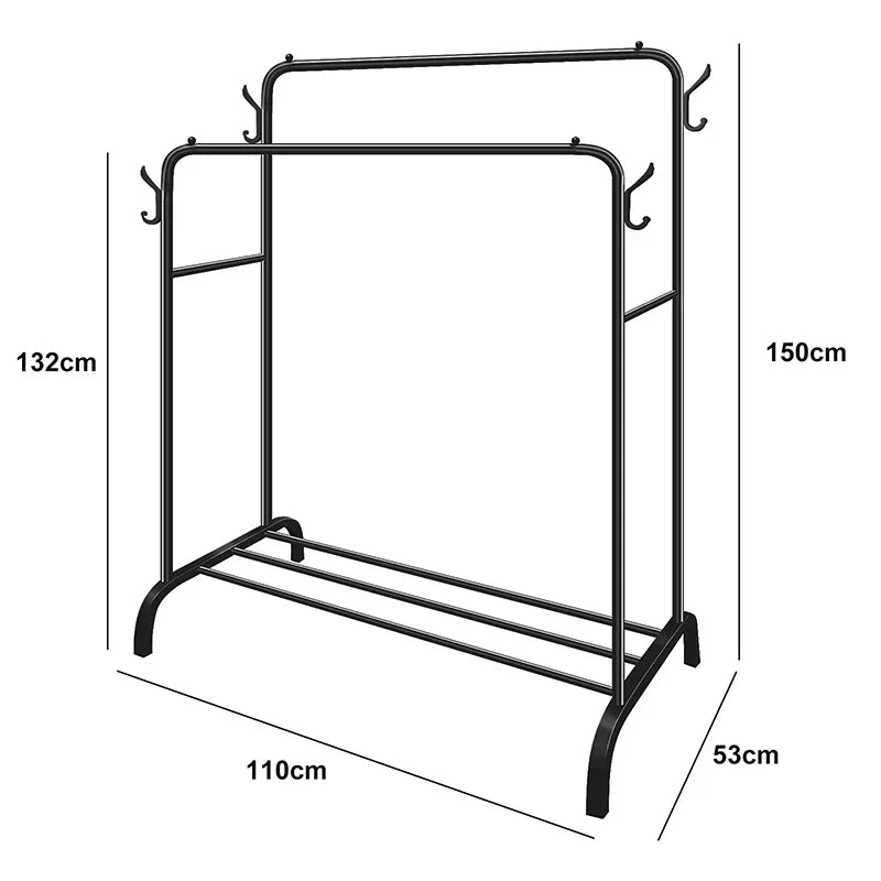 Heavy Duty Double Clothes Rail Hanging Rack Garment Shoes Storage — alternate product view 6