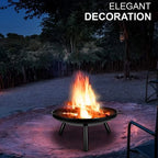 24" Round Fire Pit Folding Patio Garden Bowl Outdoor Camping Heater Log Burner — alternate product view 2