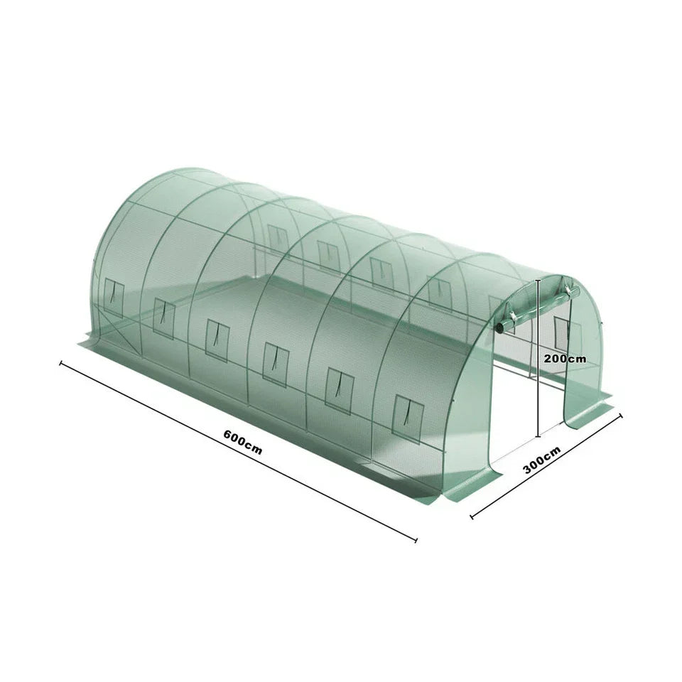 Walk-in Greenhouse Galvanised Frame Polly Tunnel Patio Garden Outdoor Polytunnel — 6x3x2m — on a clean white background