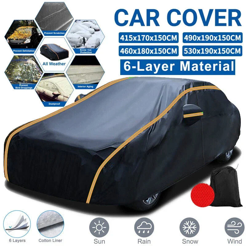 Waterproof 6 Layer Car Cover Heavy Duty Cotton Lined UV Protection — alternate product view 2