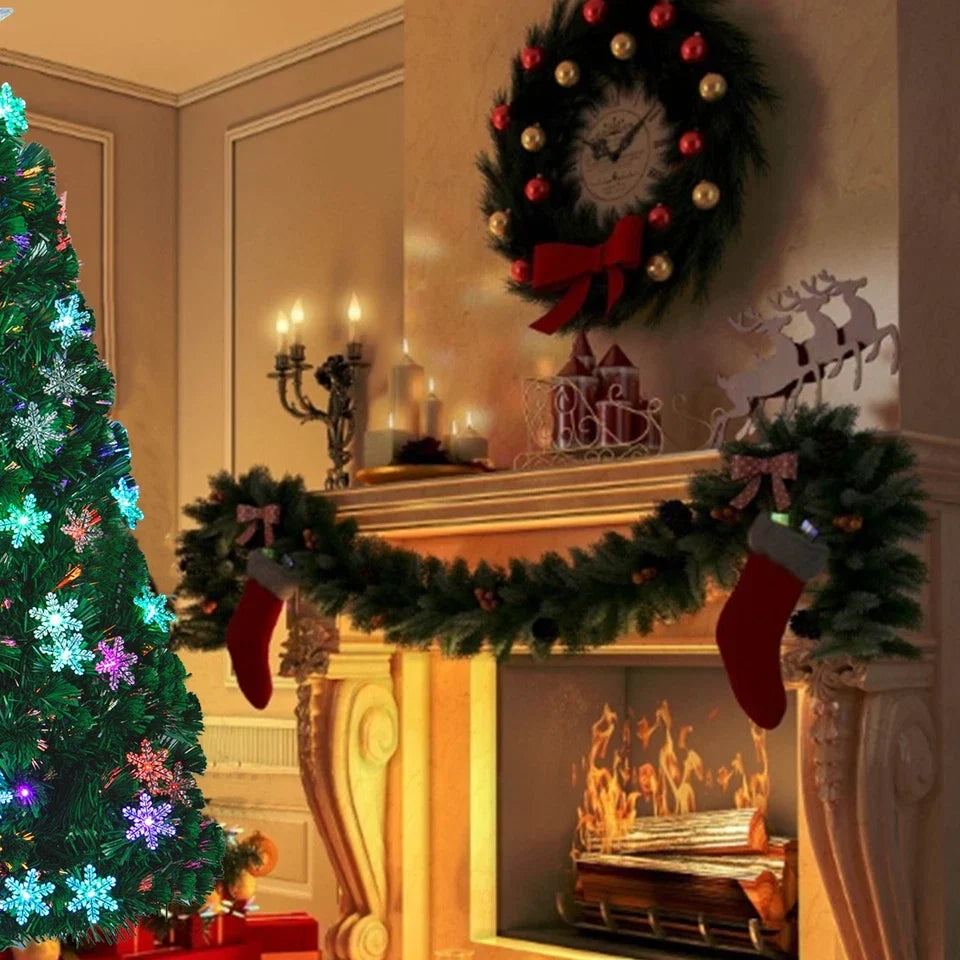 9ft Bushy Pine XMAS Christmas Garland with Lights for Stairs Outdoor Decorations — alternate product view 3