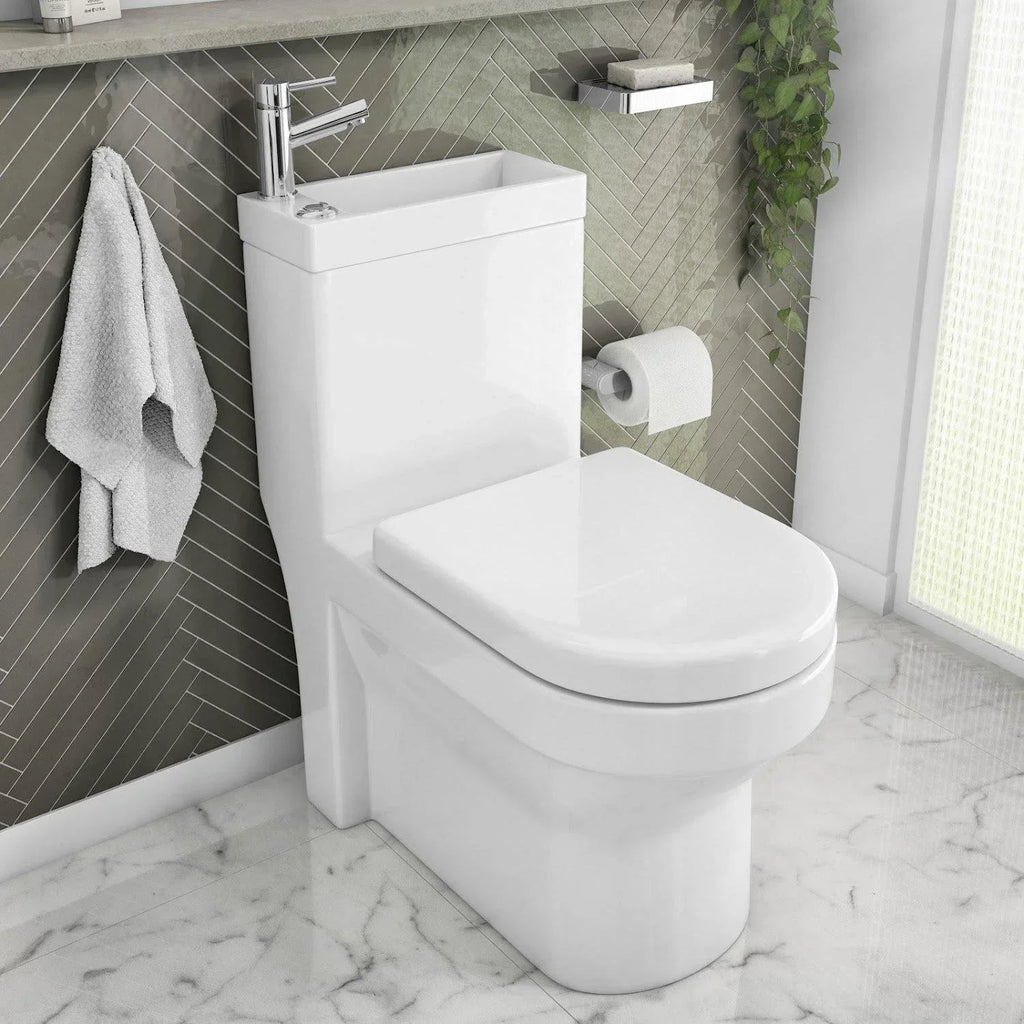 2 in 1 Close Coupled Toilet With Sink On Top Combo Space Saving Cloakroom Unit — alternate product view 3