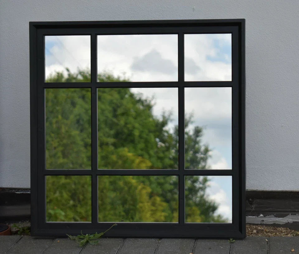 Black Enchanted Window Style Wall Mirror Mantel Hallway Square 61x61cm — alternate product view 3