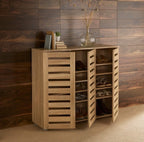 Oslo 3 Door Oak Wooden Shoe Storage Cabinet Rack — alternate product view 2