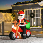 5.5ft Inflatable Santa Claus Riding Motorcycle Christmas Decoration w/ LED Light — alternate product view 2