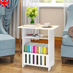 White Small Bedside Table Nightstand Tea Coffee Table Nightstand Storage Shelf — alternate product view 2