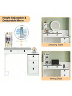 Dressing Table With Mirror Stool, Vanity Table Set With 3 Color Detachable LED — alternate product view 8