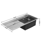 1.0 Bowl Stainless Steel Inset Kitchen Sink With Left Hand Drainer Free Waste — alternate product view 4