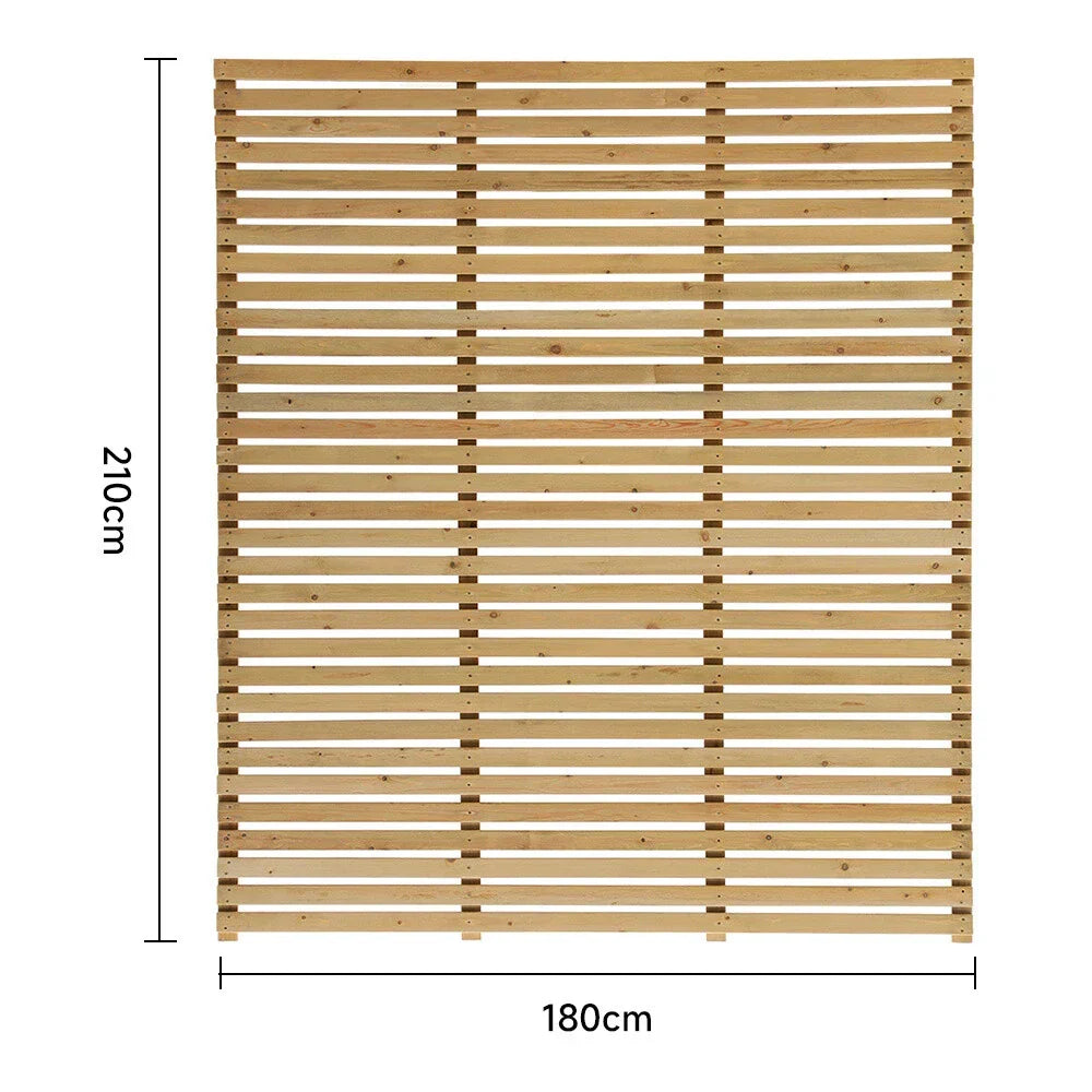 6ft Contemporary Slatted Rough Sawn Treated Fence Panel — 7x6ft ( 210x180cm ) — product view