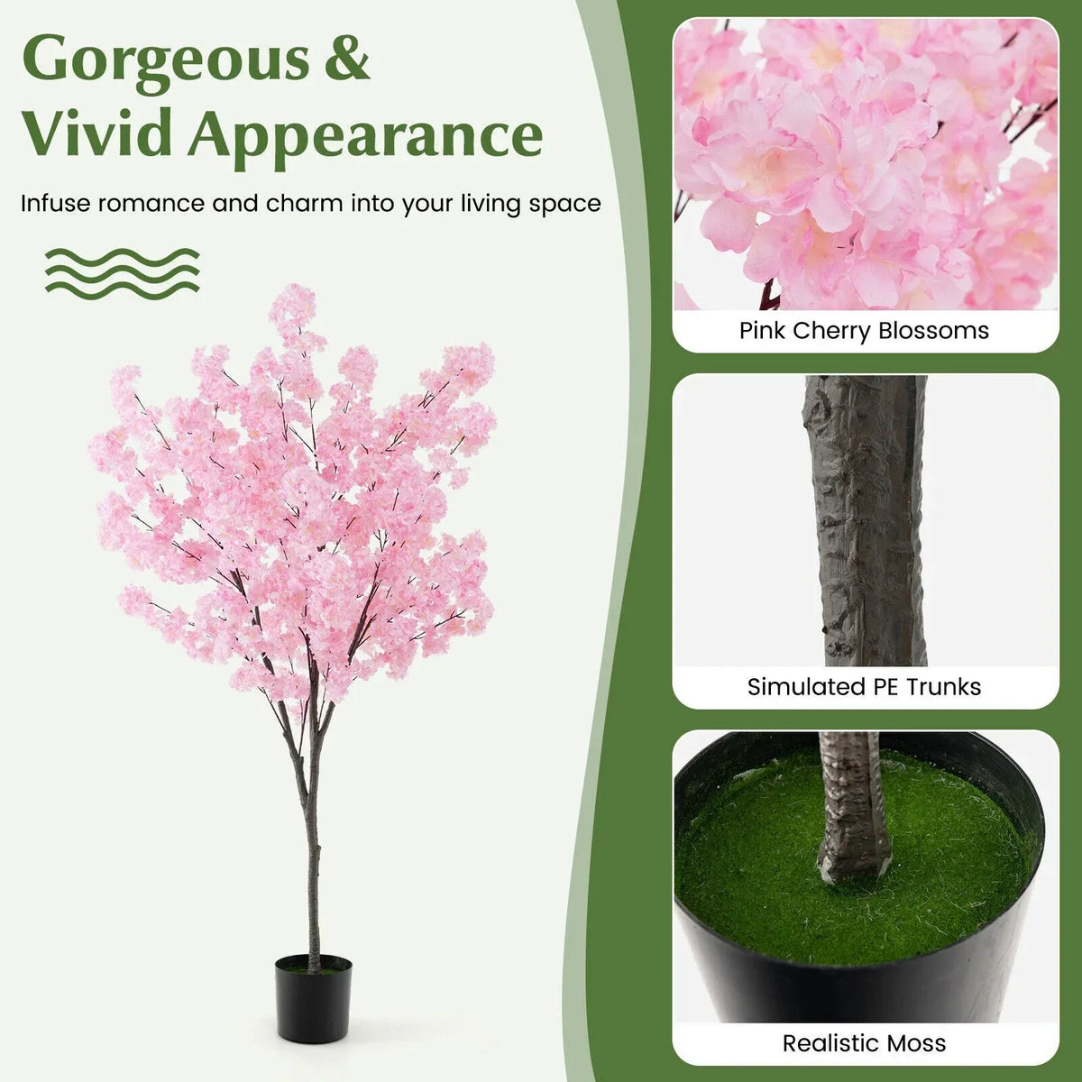 190cm Tall Artificial Cherry Blossom Tree Faux Floral Plant 1170 Flowers — alternate product view 9