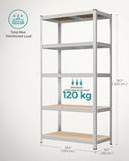 5 Tier Shelving Unit 200x100x50cm Heavy Duty Adjustable Storage Shelves — main product view