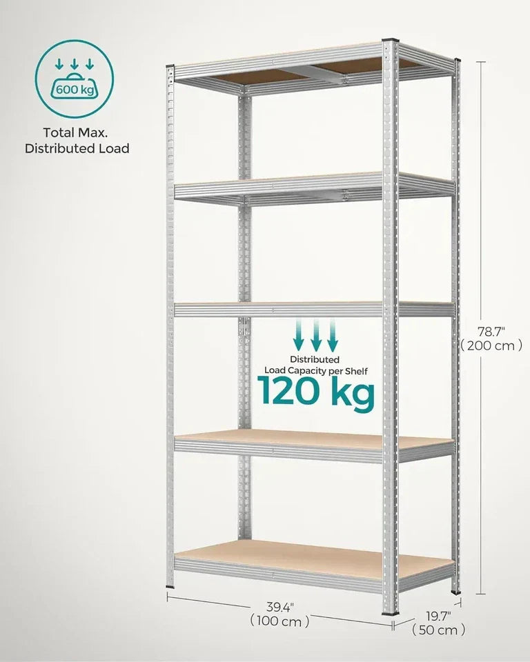5 Tier Shelving Unit 200x100x50cm Heavy Duty Adjustable Storage Shelves — main product view
