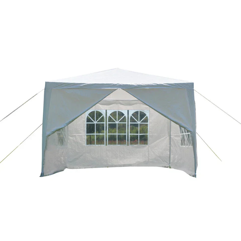 3x3m Waterproof Garden Outdoor PE Gazebo Marquee Canopy Party Tent — White — on a clean white background
