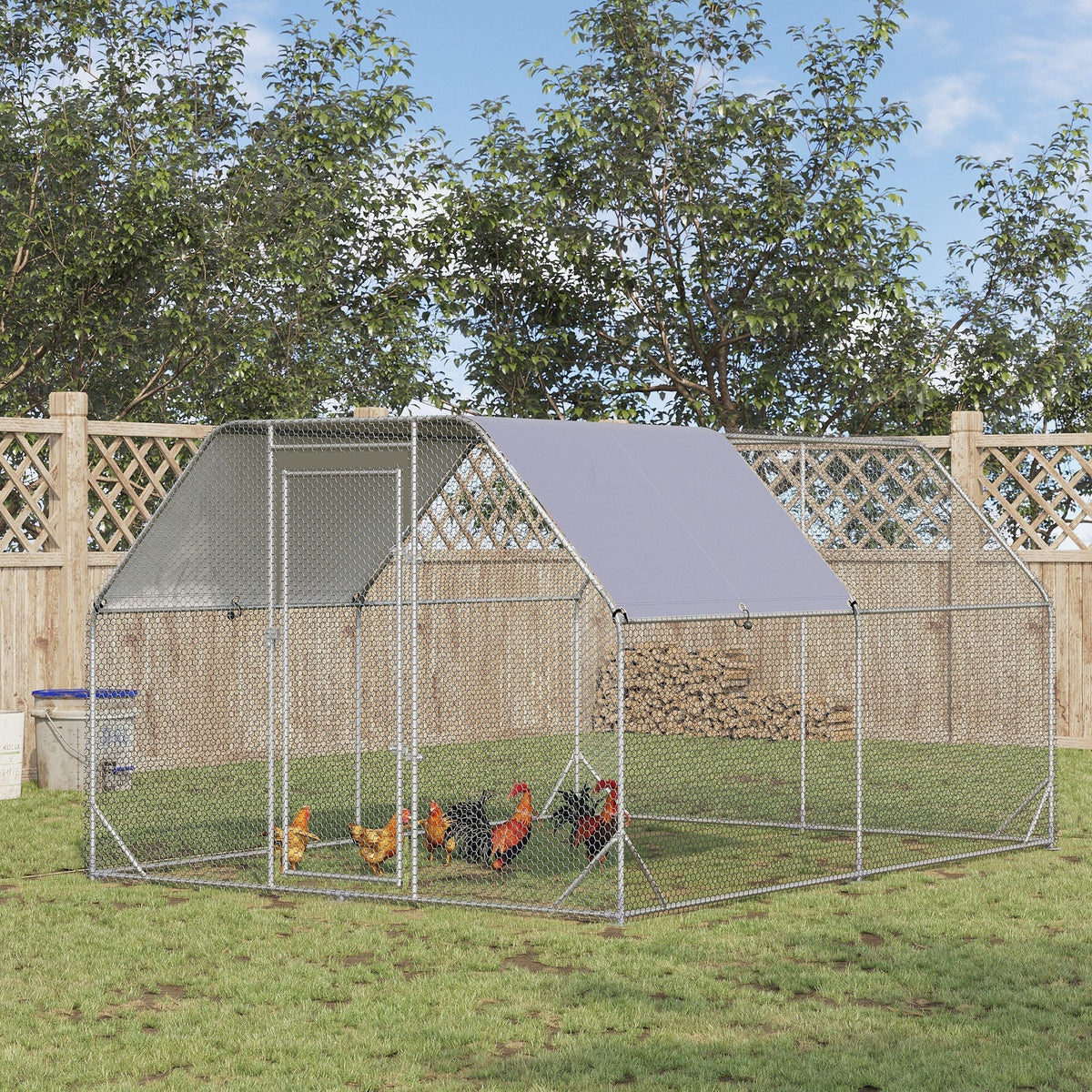 Chicken Run W/ Roof, Walk In Chicken Coop, Hen House Duck Pen — alternate product view 8