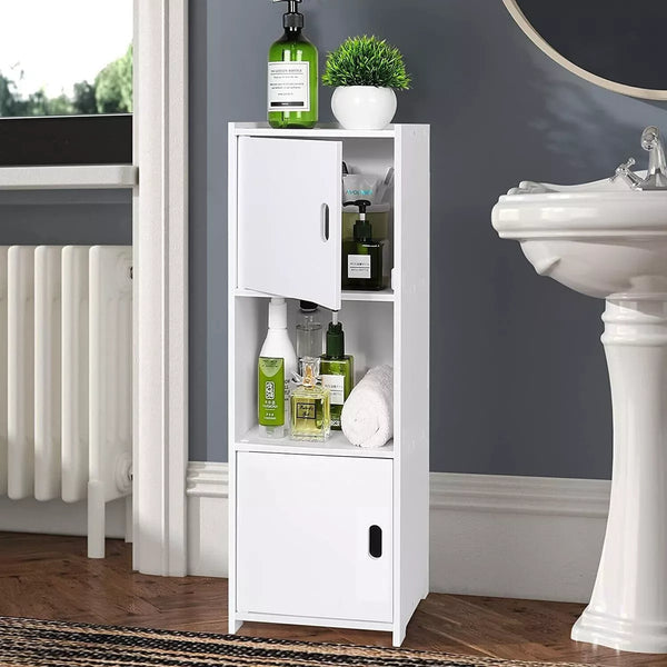 Waterproof Bathroom Storage Cabinet Free Standing Cabinet Organizer Unit White — alternate product view 2