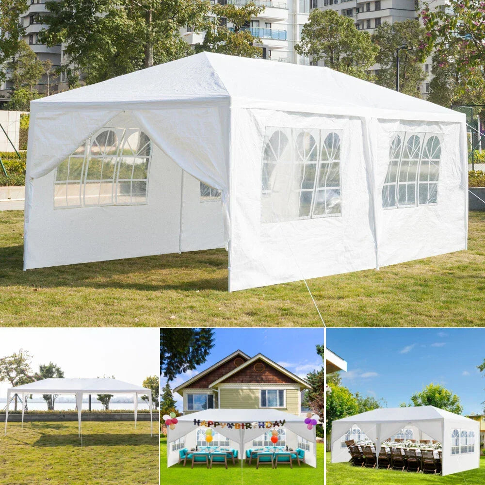 3x6M Gazebo Marquee Party Tent With 6 Sides Garden Patio Outdoor Canopy White UK — alternate product view 3