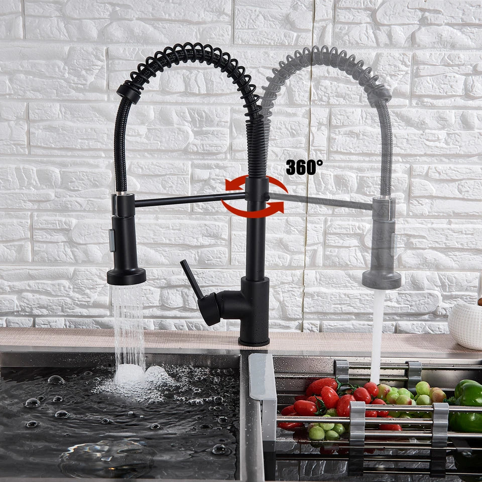 Matt Black Monobloc Kitchen Sink Mixer Tap with Pull Out Hose Spray Single Lever — alternate product view 5