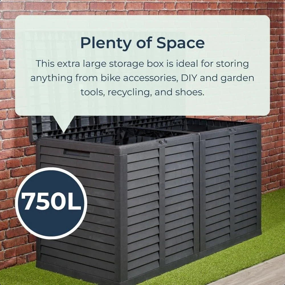 Large Outdoor Storage Box Garden Plastic Patio Container Chest 750L — alternate product view 4