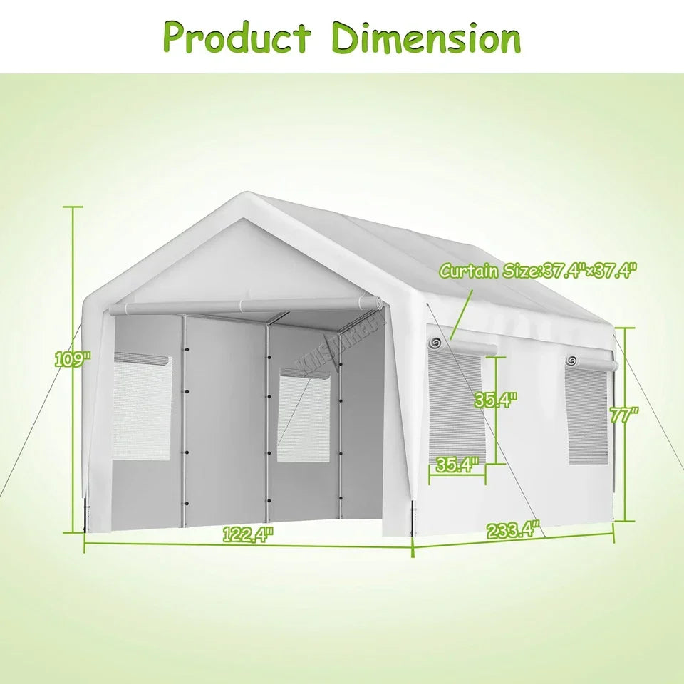 Carport 10x20ft Car Canopy Garage UV-Proof Waterproof SUV Boat Heavy Duty White — alternate product view 8