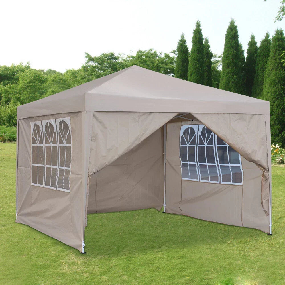 2.5x2.5m Pop Up Gazebo Marquee Outdoor Garden Party Tent Canopy with 4 Sides — Beige — product view