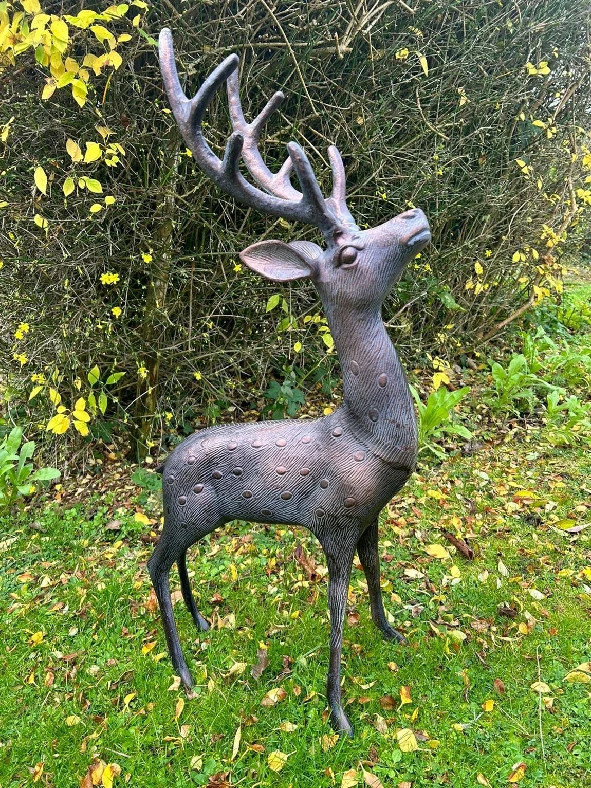 Aluminium Stag Garden Sculpture Ornament Cast Aluminium With Aged Finish — main product view