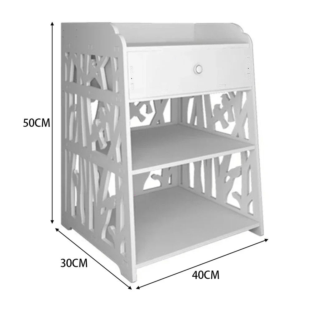 Bedside Table With White Drawer Cabinet — on a clean white background