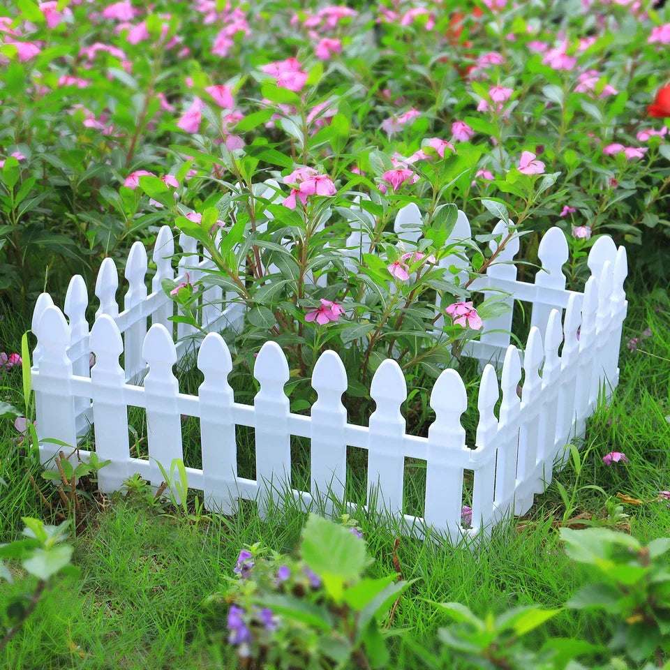 4,8,12 PCS White Plastic Picket Fencing Wooden Effect Lawn Border Edge Garden Edging — alternate product view 4