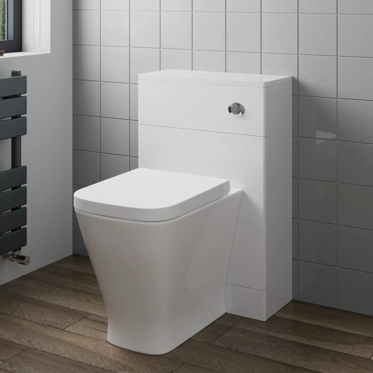500mm Bathroom Toilet Soft Close Seat Back To Wall Cistern Furniture Unit White — main product view
