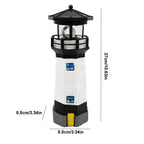 Solar Powered Lighthouse Rotating Led Garden Light House Decoration Ornament UK — on a clean white background