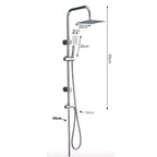 Shower Kit Twin Head 2 Mixer Shower Heads Rail Hose Riser Square Bathroom Set — alternate product view 5
