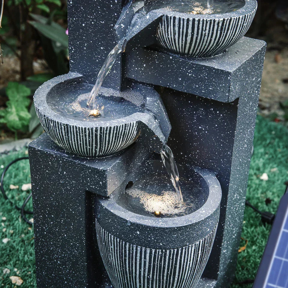 Garden Solar Power Cascading Tiered Water Feature Fountain Statues w/ LED Lights — alternate product view 5
