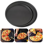 3Pcs Non-Stick Pizza Pan Carbon Steel Pizza Oven Tray Shallow Round Pizza Plate — alternate product view 5