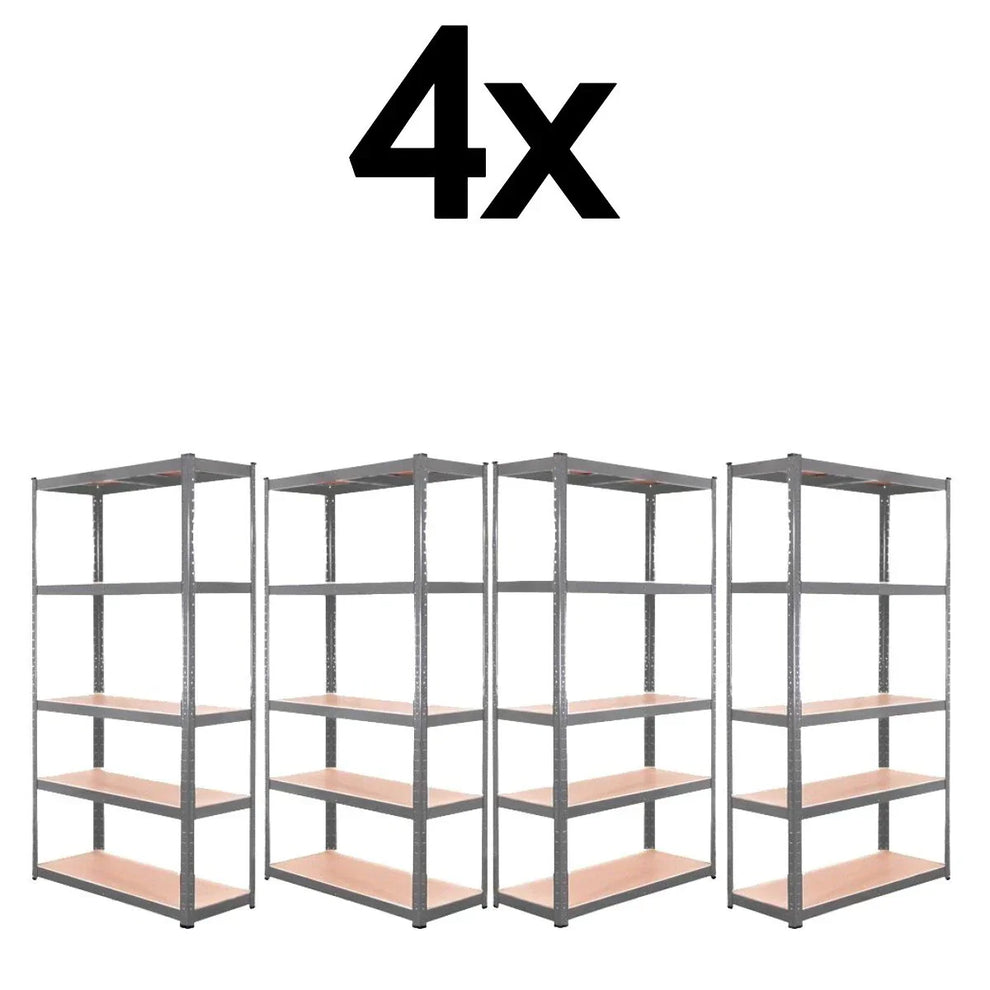 4x Metal 5 Tier Garage Shelves Shelving Unit Racking Storage 180 x 90 x 40cm — on a clean white background