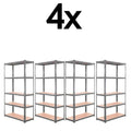4x Metal 5 Tier Garage Shelves Shelving Unit Racking Storage 180 x 90 x 40cm — on a clean white background