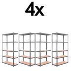 4x Metal 5 Tier Garage Shelves Shelving Unit Racking Storage 180 x 90 x 40cm — on a clean white background