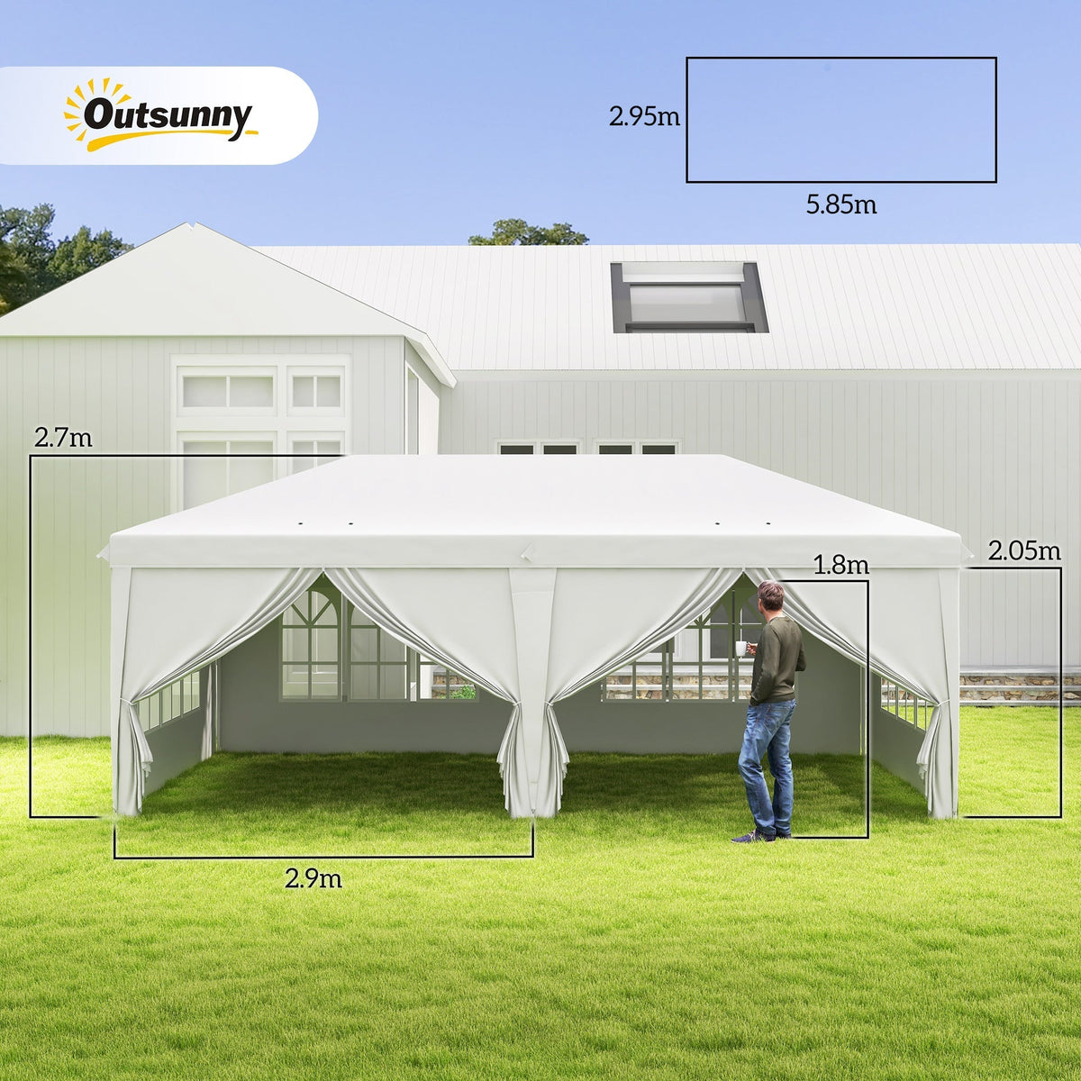 3x6m Popup Garden Heavy Duty Gazebo Marquee Party Tent Canopy with 6 Side Walls — alternate product view 5