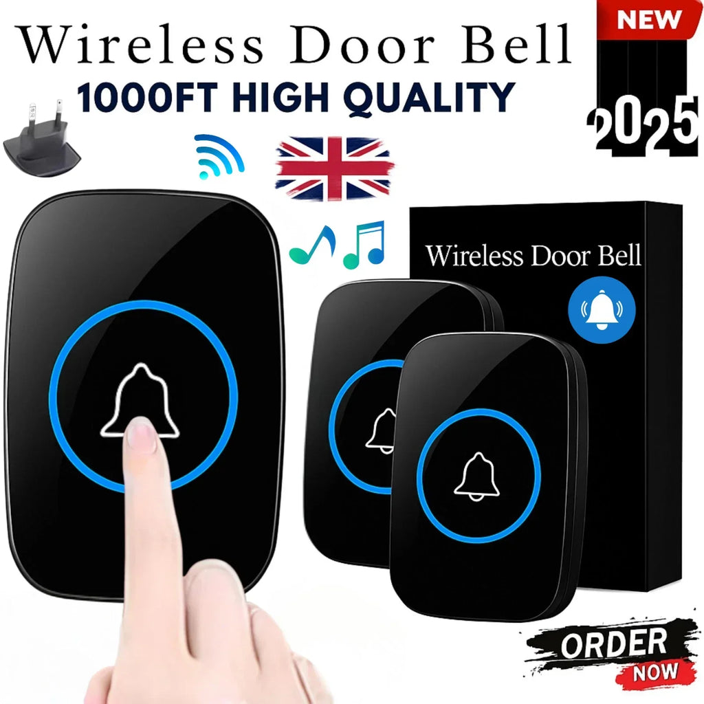 Wireless Doorbell Waterproof Range Door Bells Kit Cordless Plug-in Home Office — alternate product view 2