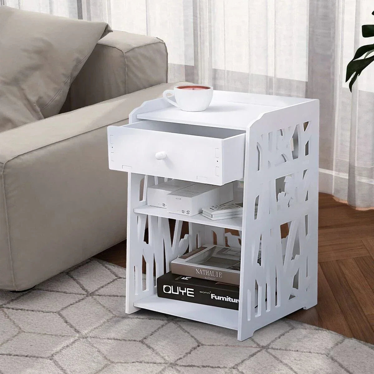 Bedside Table With White Drawer Cabinet — alternate product view 2