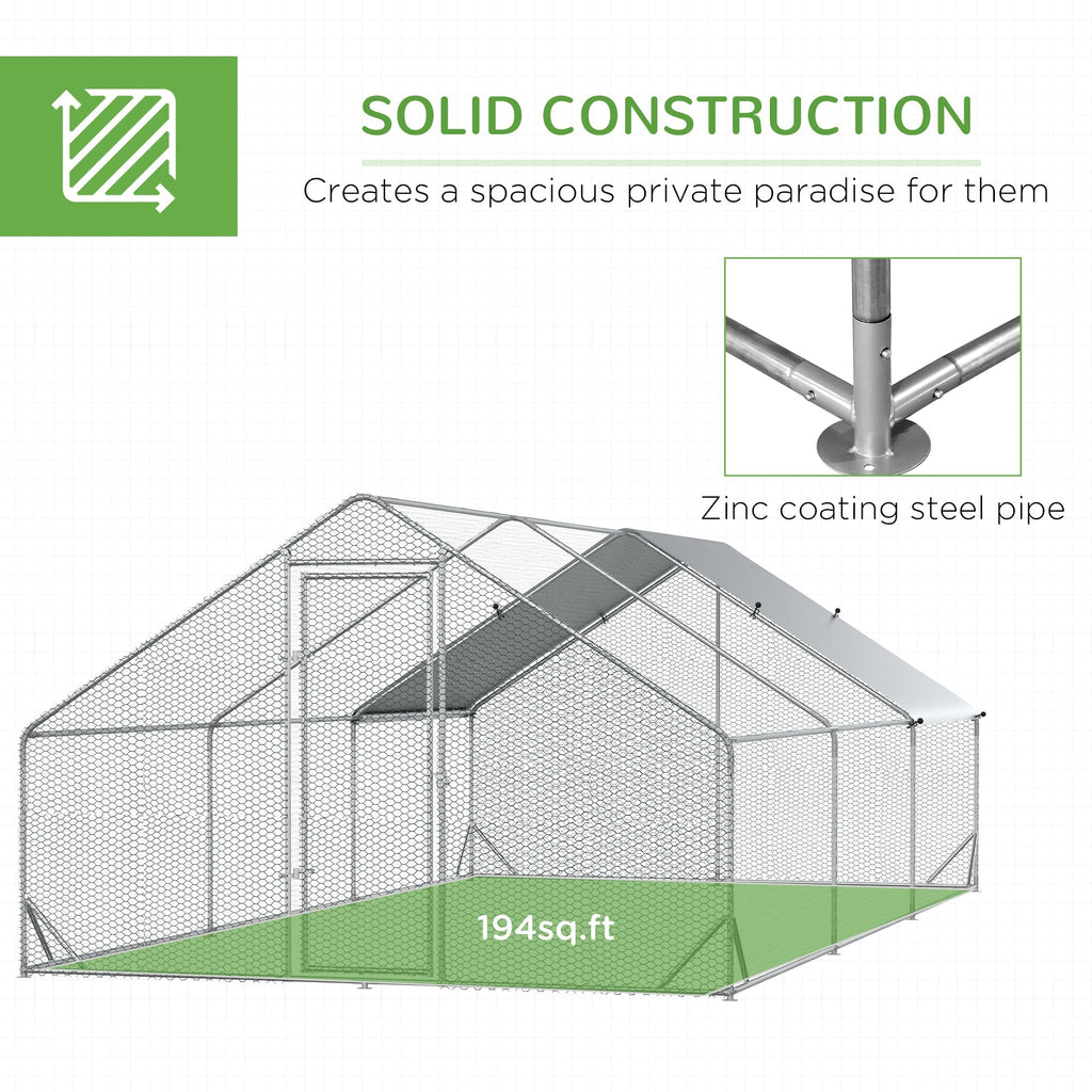 Walk In Chicken Run Galvanized Chicken Coop Hen House w/ Water-Resist Cover — alternate product view 19