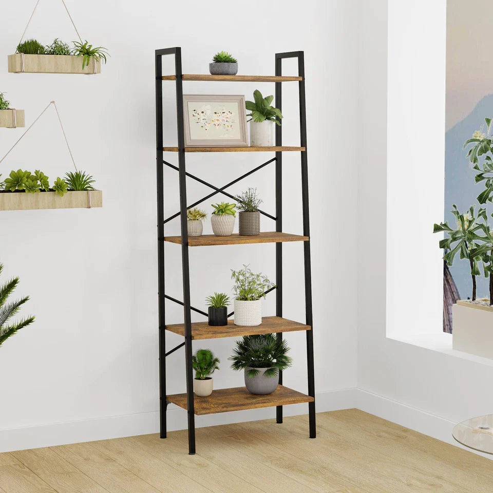 Ladder Shelf Bookcase Tier Display Storage Shelving Unit Stand Wall Rack — alternate product view 5