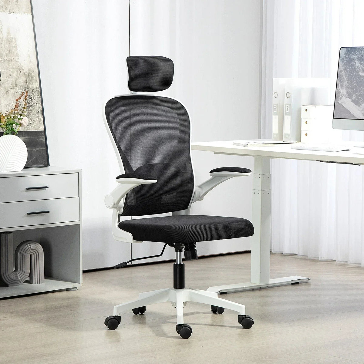 Ergonomic Mesh Office Chair with Headrest, Lumbar Support, Black — main product view