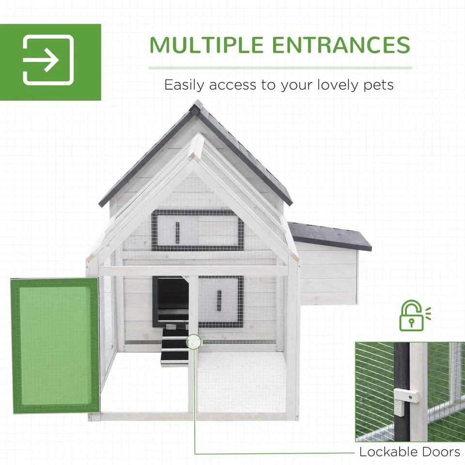 Wood Chicken Coop Pet Poultry Hen House Backyard with Nesting Box Ramp Run — alternate product view 4