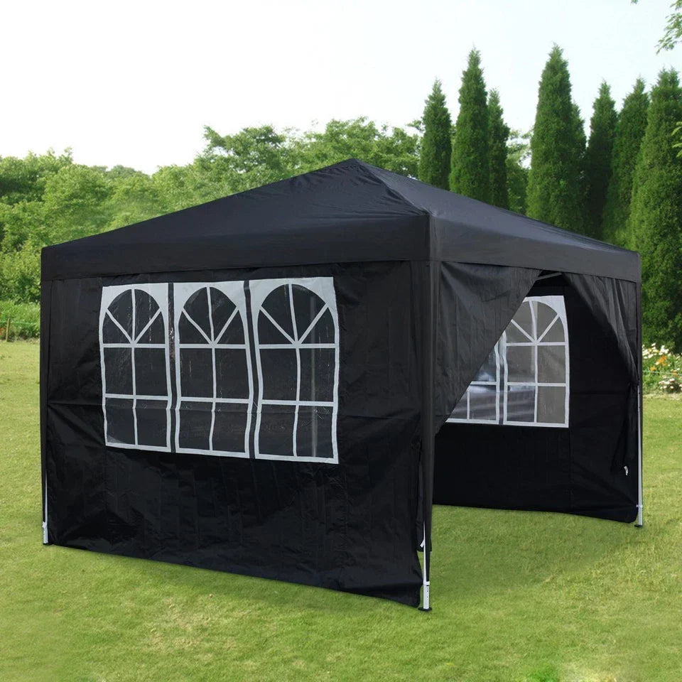 3x3M Heavy Duty Gazebo Marquee Popup Water- proof Garden Party Tent 4 WallSides — alternate product view 2